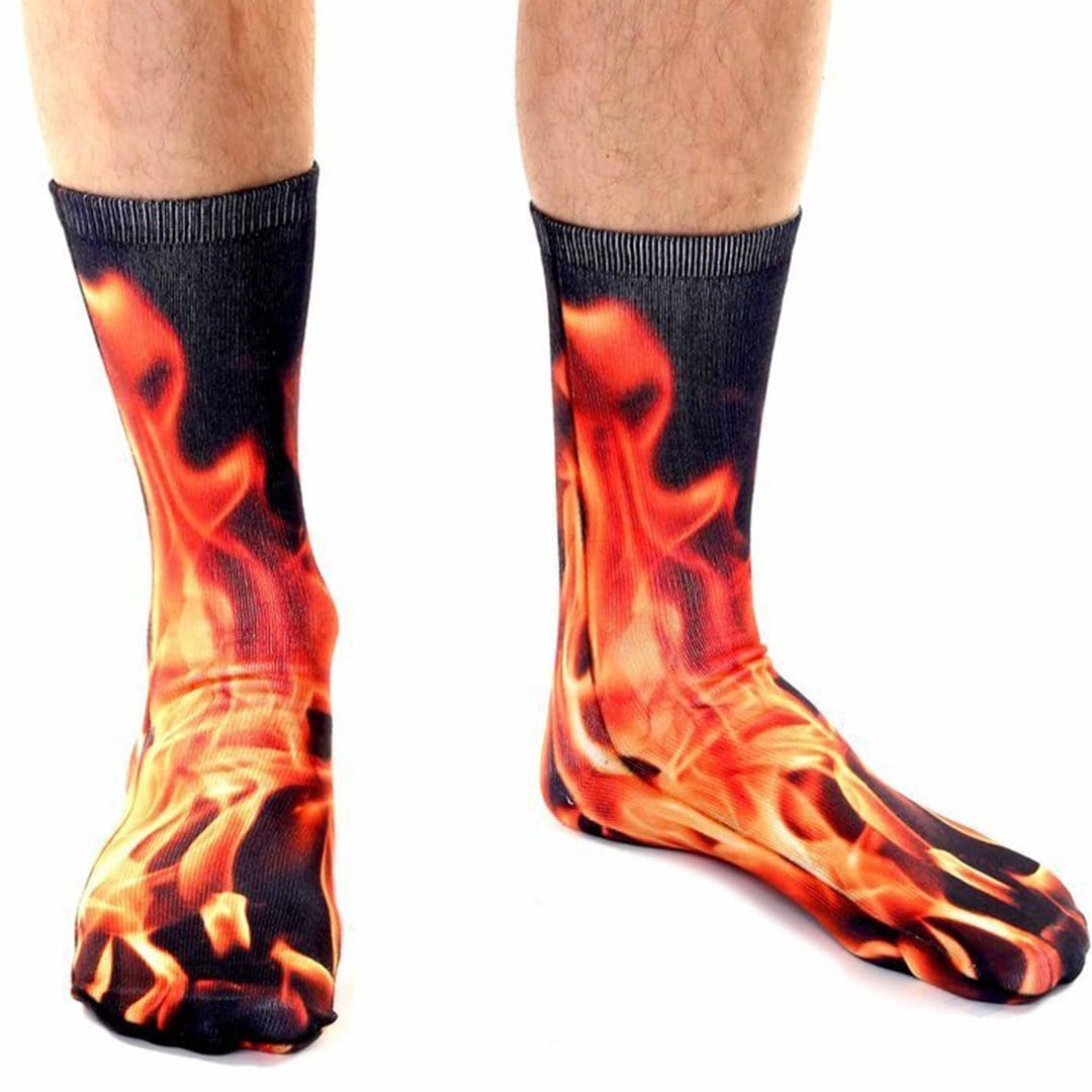 Flame Socks Unisex Crew Sock Black