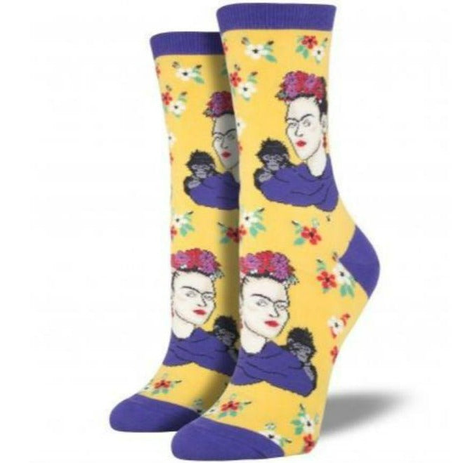 Frida Kahlo Socks Women&#39;s Crew Sock yellow