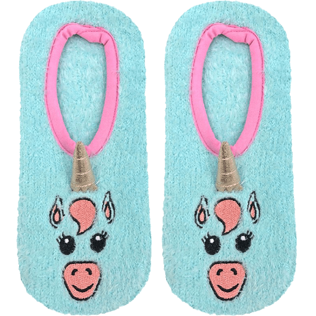 Fuzzy Unicorn Slipper Blue