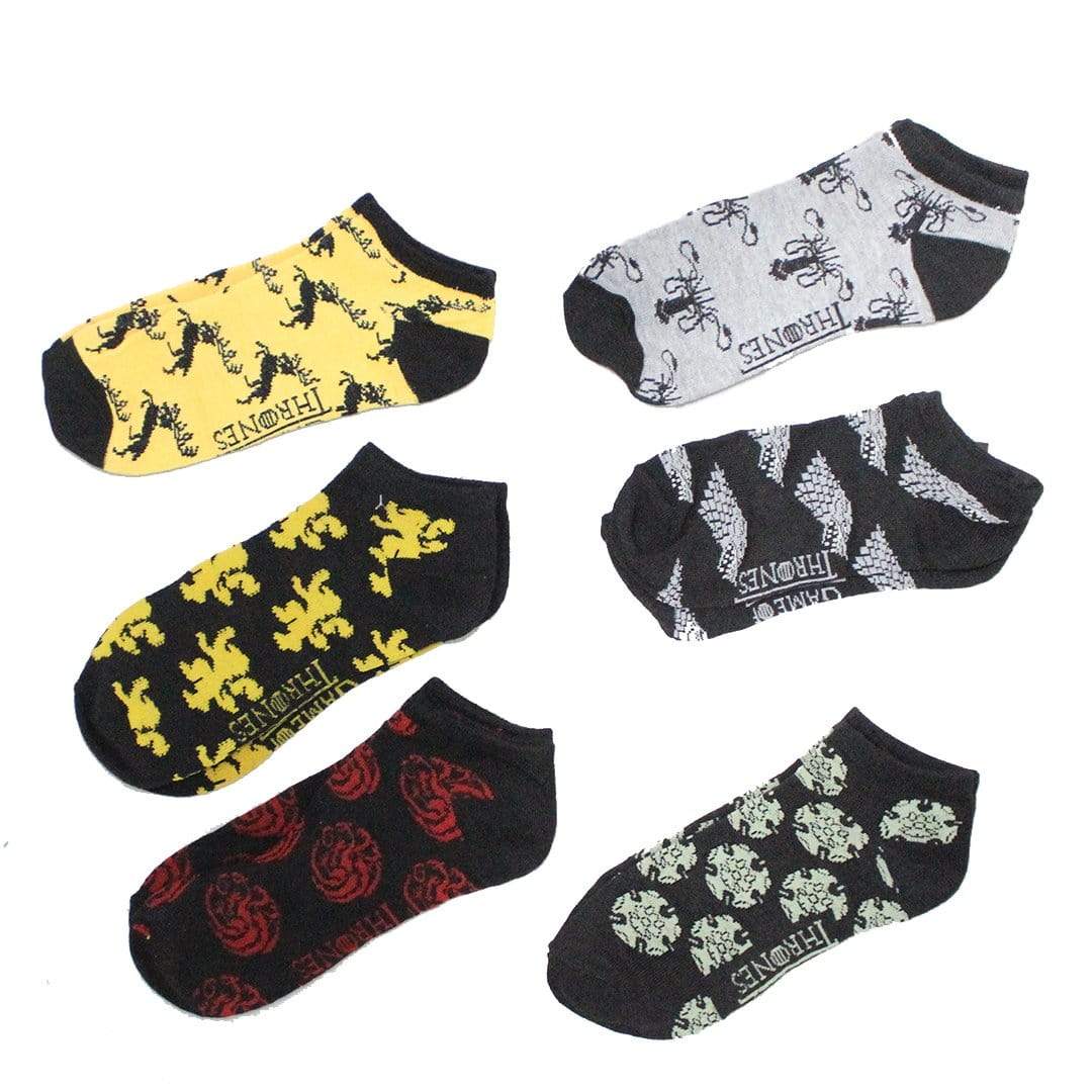 Game of Thrones “Thrones All Over” Socks Unisex Ankle Sock 6-Pack black