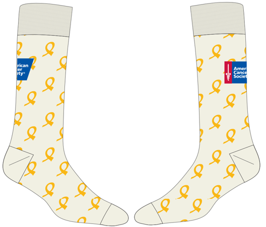 American Cancer Society Gold Ribbon Children's Crew Sock White