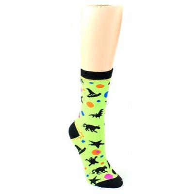 Lime Green Halloween Socks Women&#39;s Crew Sock Green