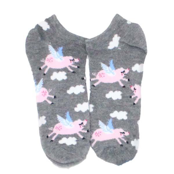 Flying Pigs Low Cut Socks Women’s No Show Sock Grey