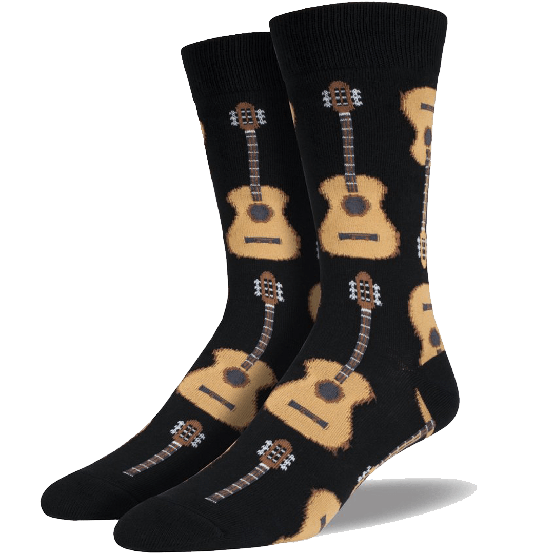 Guitar Socks Men’s Crew Sock King Shoe Size 12-15 / Black