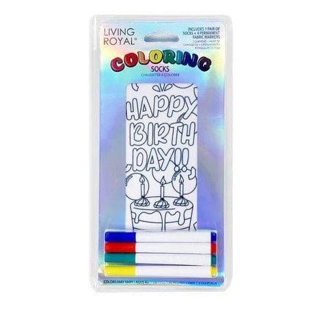 Happy Birthday Coloring Socks White