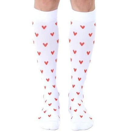 Hearts Unisex Compression Socks White