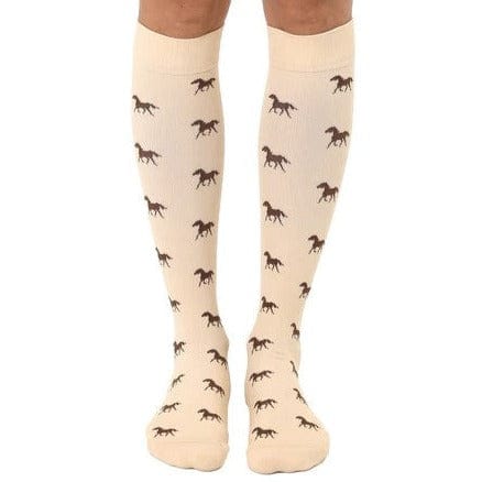 Horse Unisex Compression Socks Tan