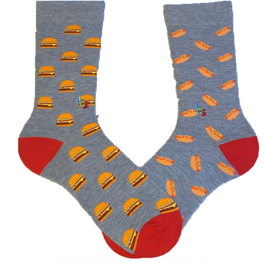 Mismatched Hamburger Hot Dog Crew Socks Women's / Blue