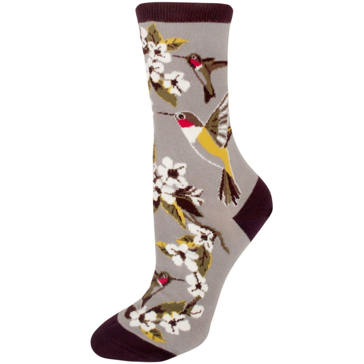 Hummingbird Garden Socks Women's Crew Sock gray