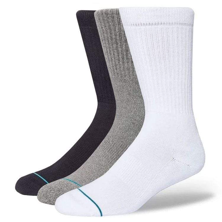 Icon 3 Pack Men's Crew Sock Black / Grey / White