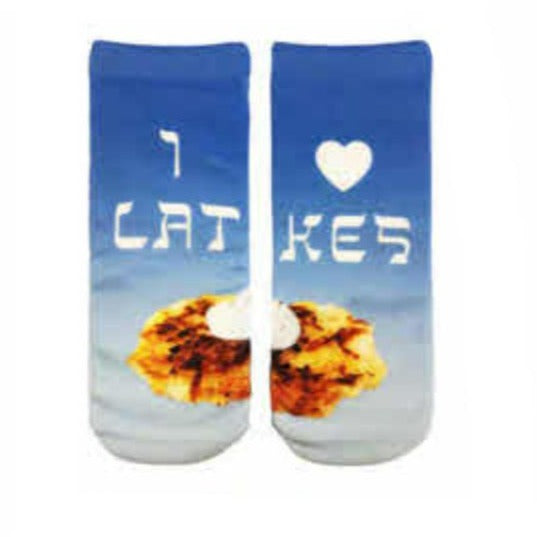 I Heart Latkes Ankle Socks Blue