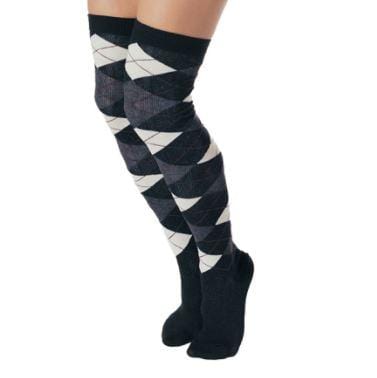 Argyle Women's Over The Knee Socks Black