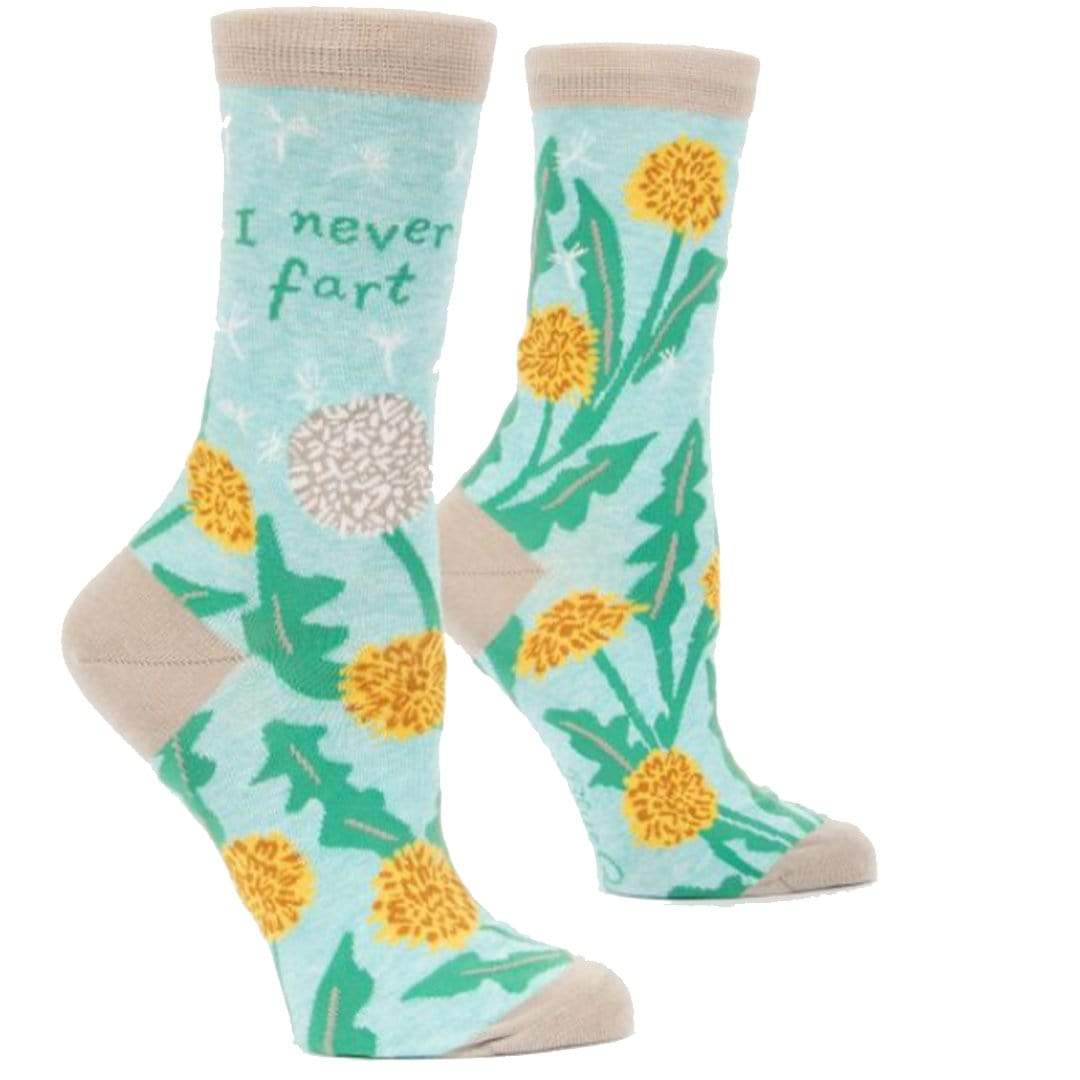 I Never Fart Socks Women's Crew Sock Blue
