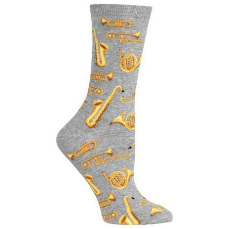 Jazz Instruments Socks Women's Crew Sock Heather Grey