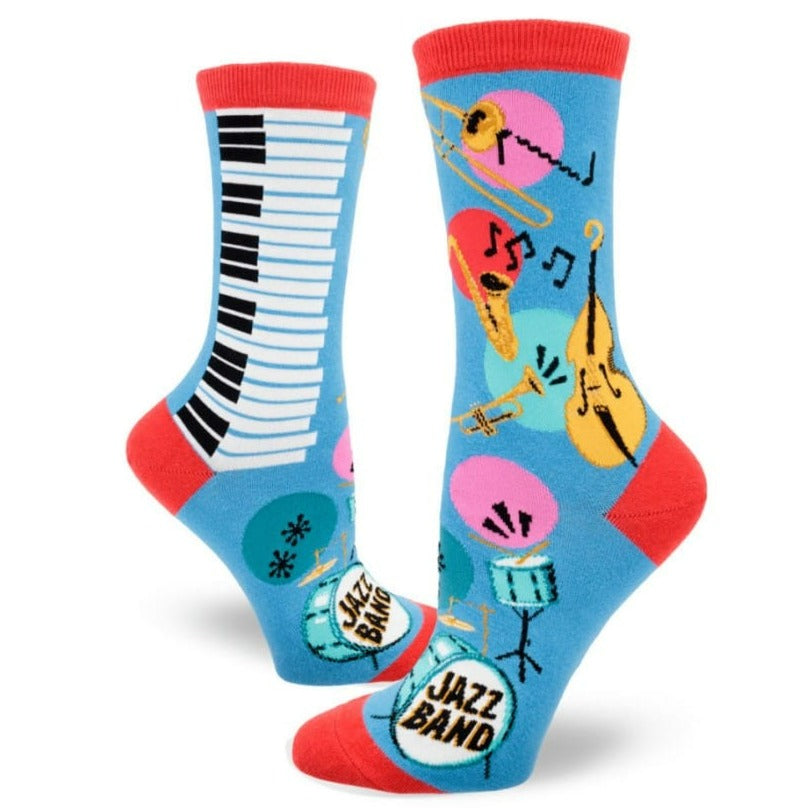 Jazz Band Women's Crew Socks Blue