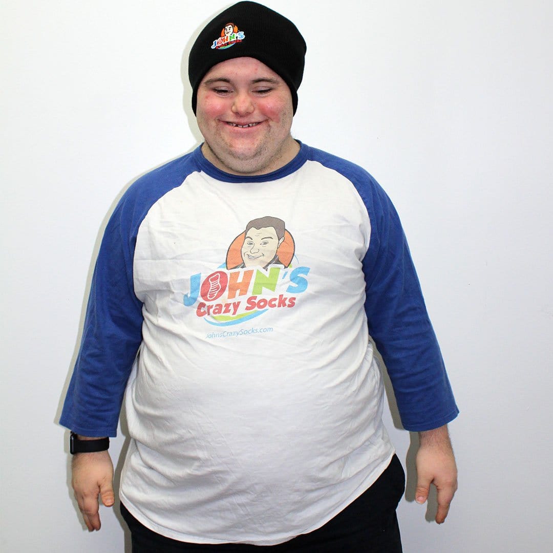 John's Black Embroidered Beanie Knit Hat Black