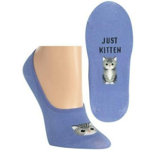 Just Kitten Women's Liner Sock Blue
