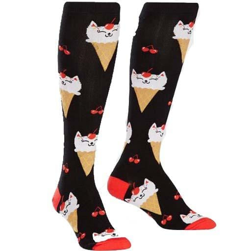 Kitty Cone Socks Women's Knee High Sock Black