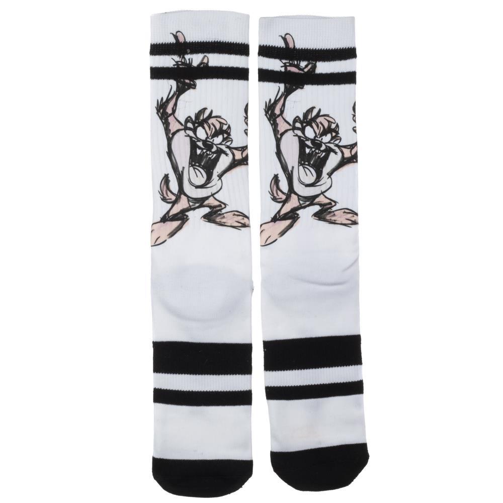 Looney Tunes Taz Sketch Crew Sock White