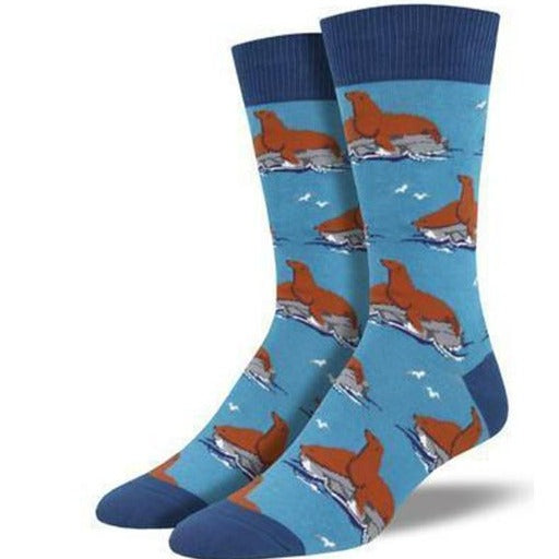 Lion Around Socks Men’s Crew Sock Shoe Size 7-12 / Blue