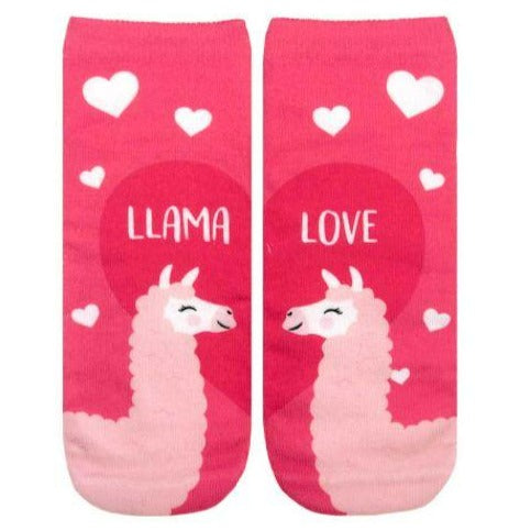 Llama Love Ankle Socks Red