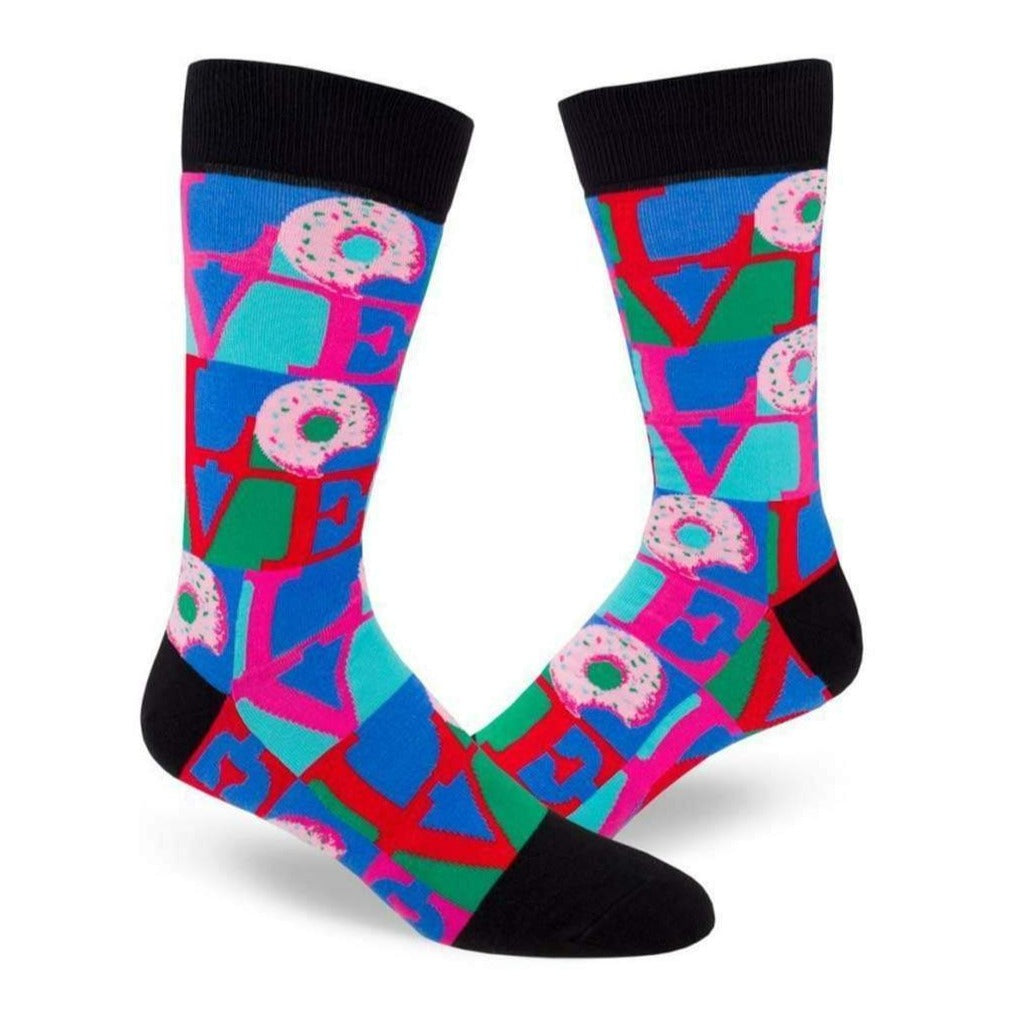 Love Donuts Men's Crew Sock Blue
