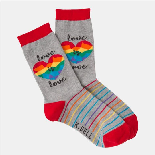Women's Love Is Love Crew Socks Grey