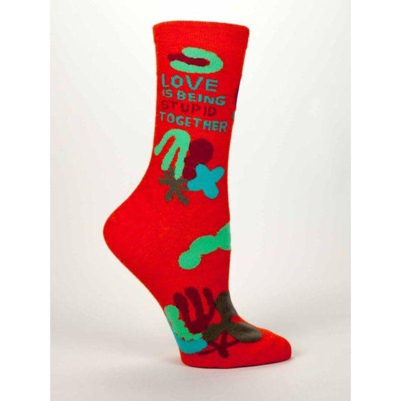 Love is Being Stupid Together Socks Women's Crew Sock red