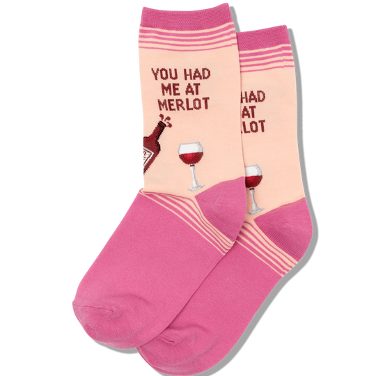 You Had Me At Merlot Women's Crew Socks Pink