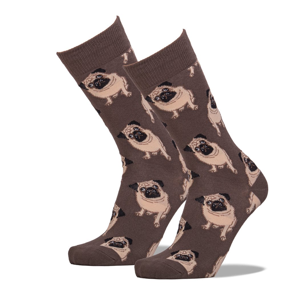 Pugs Socks Men’s Crew Sock Brown