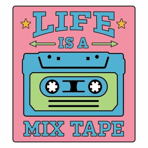 Life Is A Mix Tape Sticker Pink