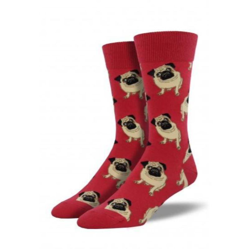 Pugs Socks Men’s Crew Sock Red