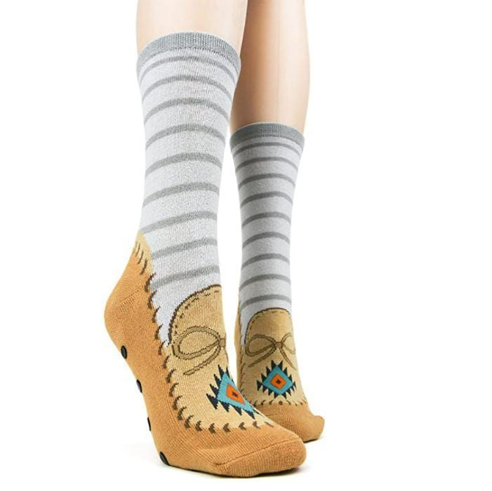 Moccasin Women's Slipper Socks Johns Crazy Socks
