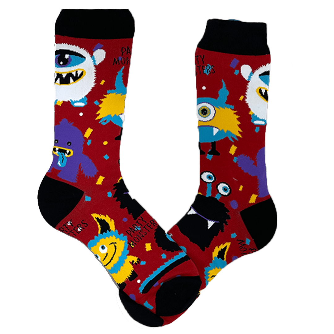 Monster Party Crew Sock Men&#39;s / Red