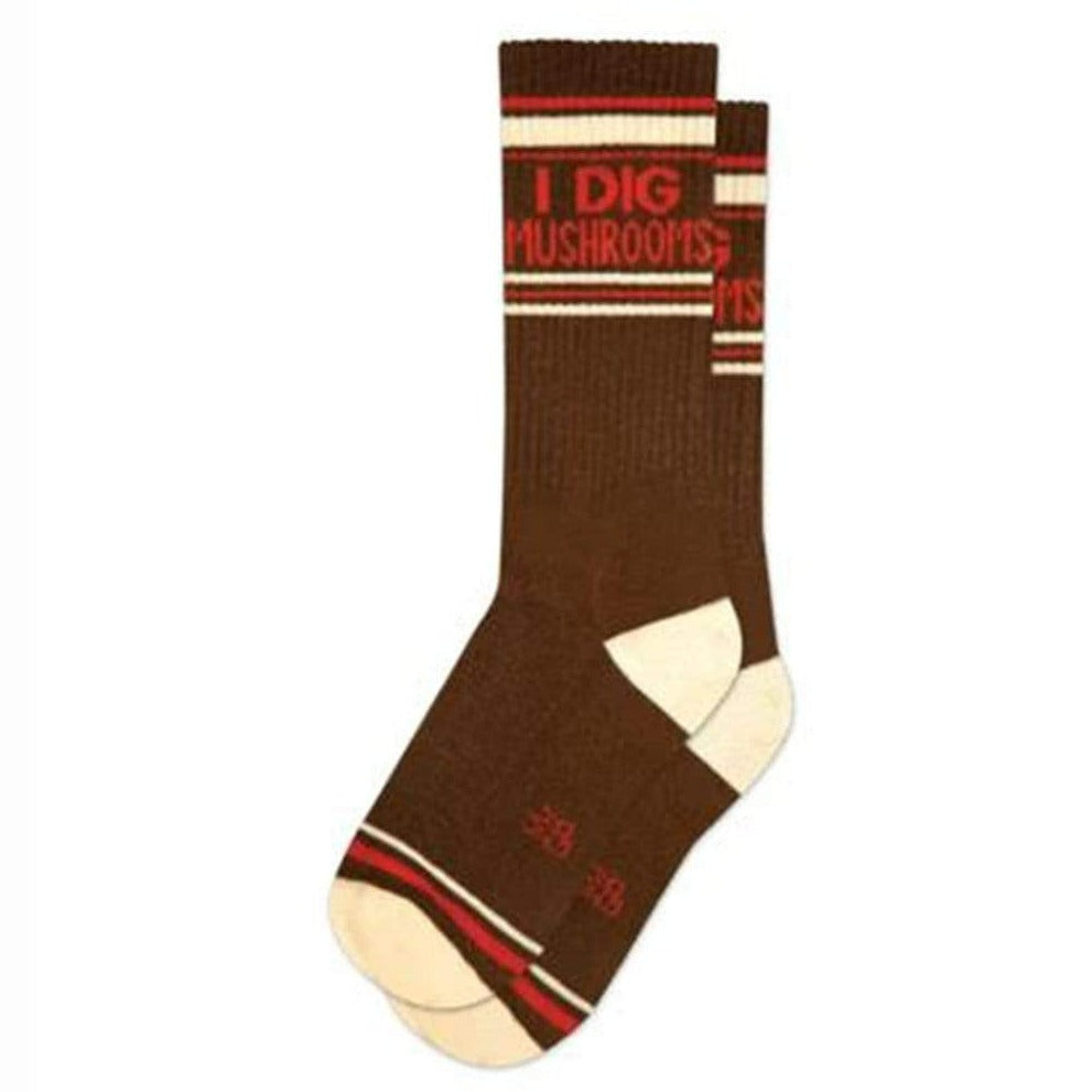 I Dig Mushrooms Unisex Crew Socks Brown