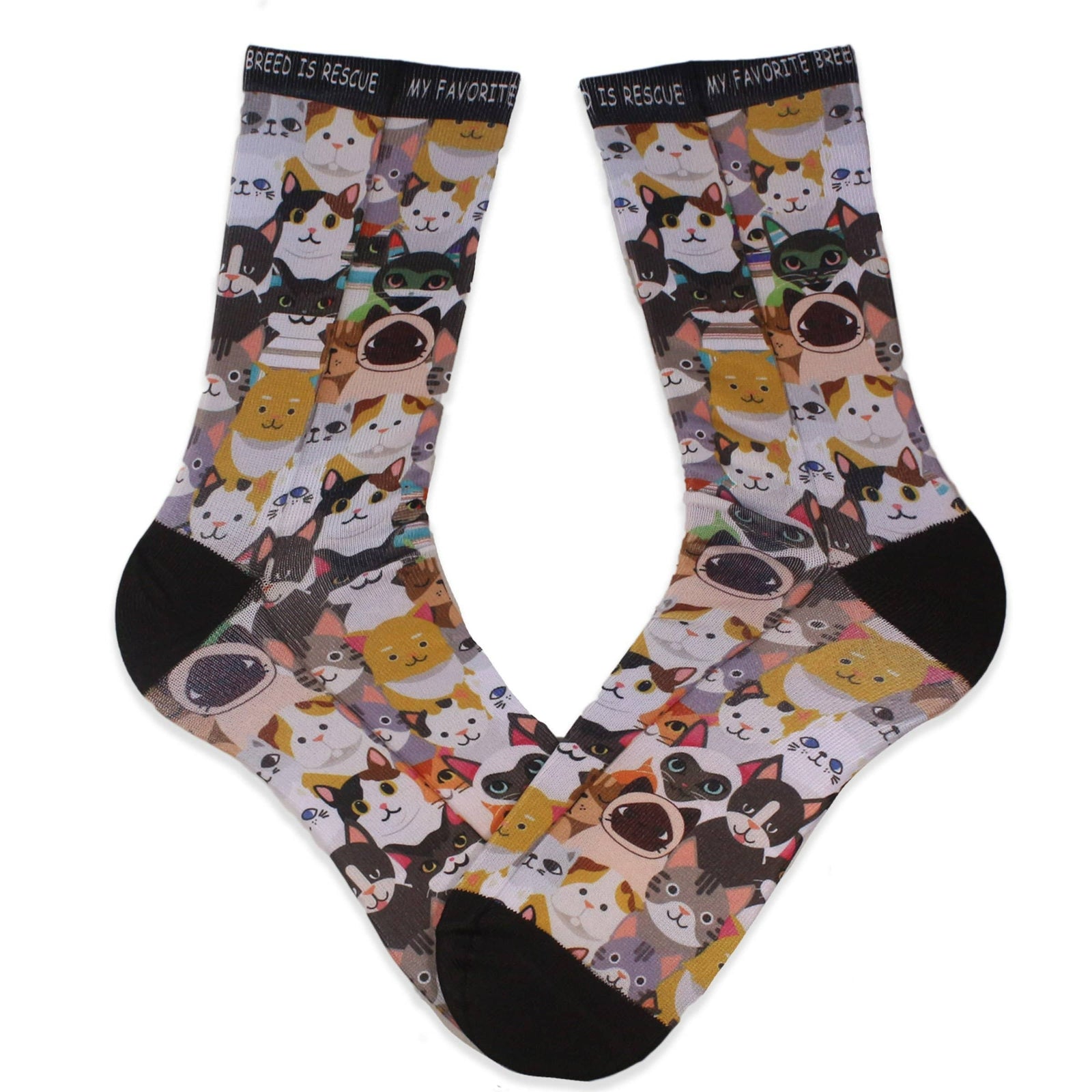 Cat Rescue My Favorite Breed is Rescue Crew Sock Multi