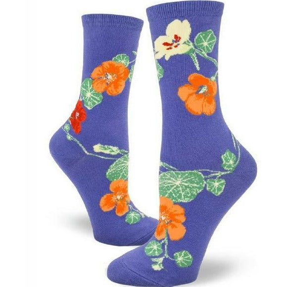 Nasturtium Socks Women's Crew Sock Periwinkle