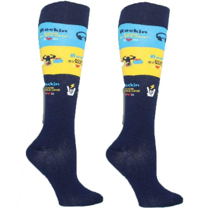Rockin' Down Syndrome Socks Knee High Sock Navy / Men's