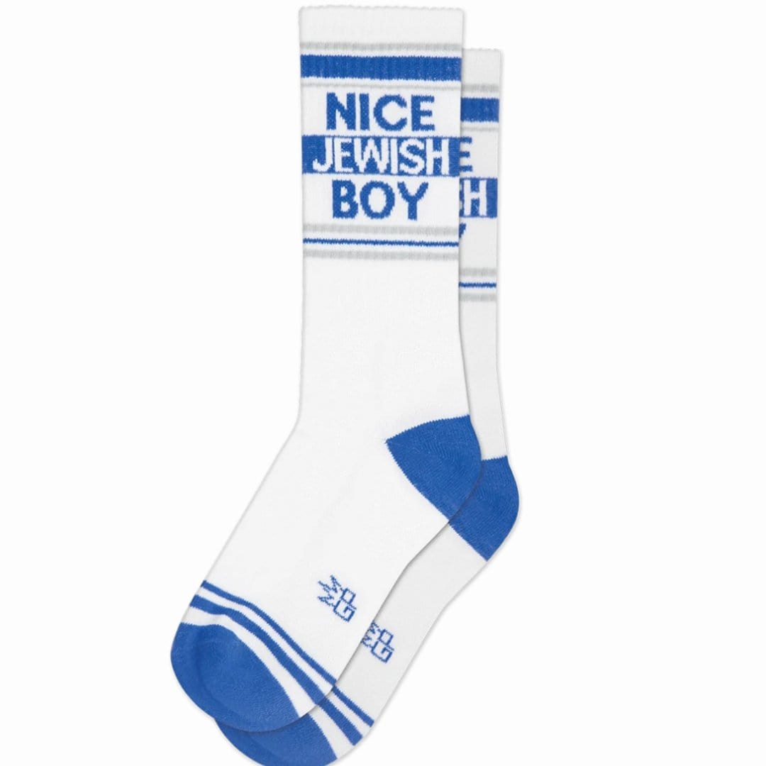 Nice Jewish Boy Unisex Crew Sock Blue and White