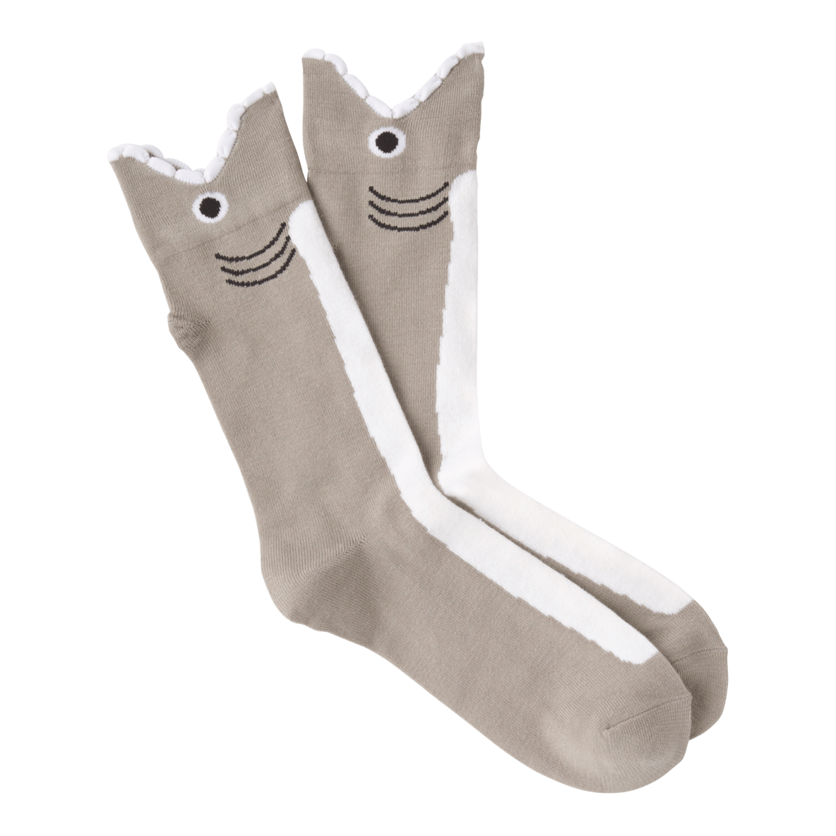 Wide Mouth Shark Socks Men’s Crew Sock Grey