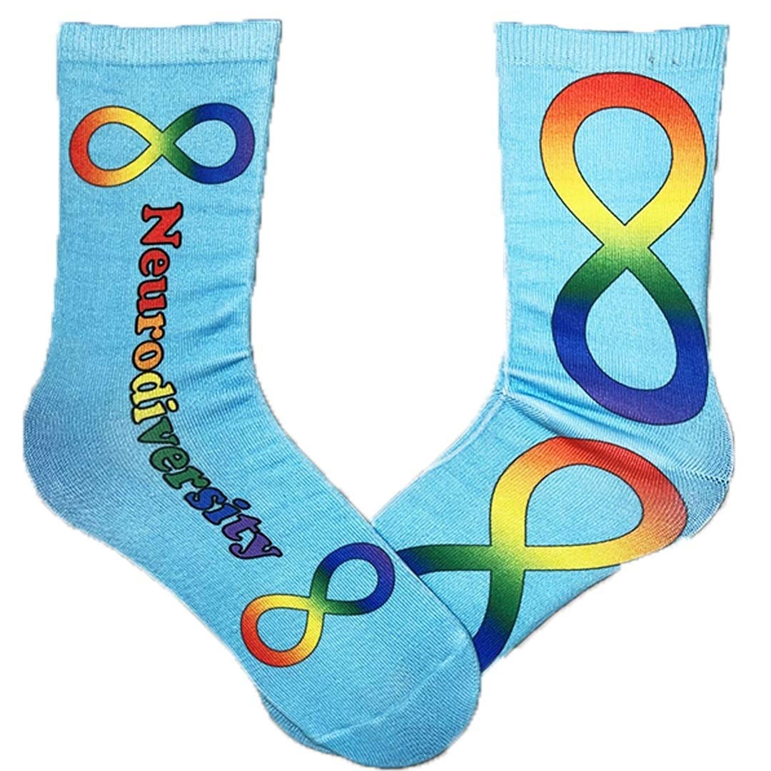 Neurodiversity Unisex Crew Sock Blue / Rainbow