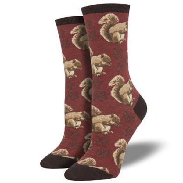 Nuts About Fall Women&#39;s Crew Sock Red