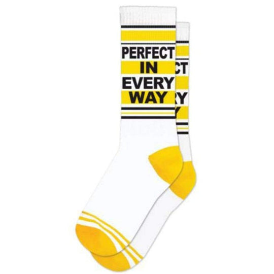 Perfect In Every Way Unisex Crew Sock Yellow and White