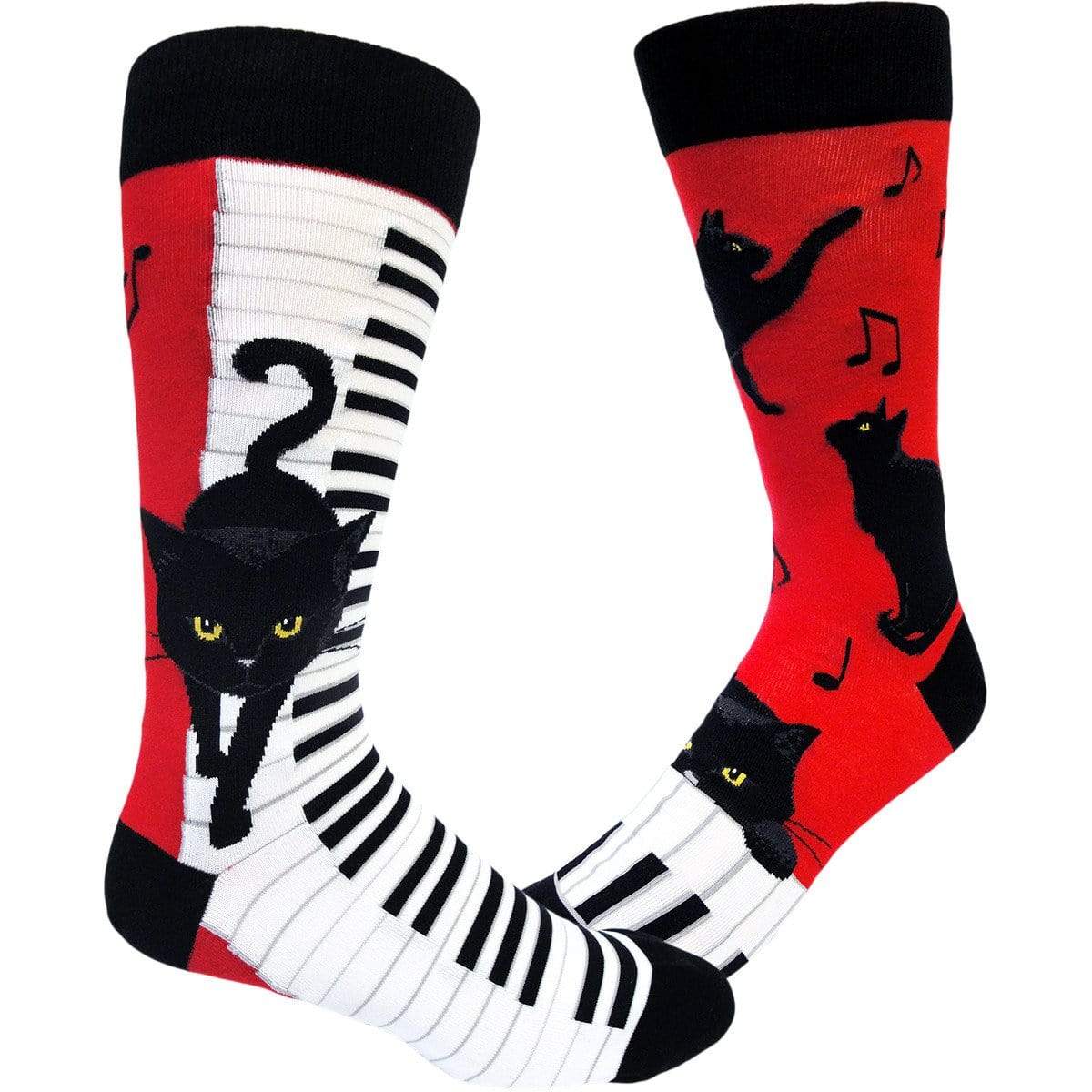 Piano Cat Socks Men’s Crew Sock red