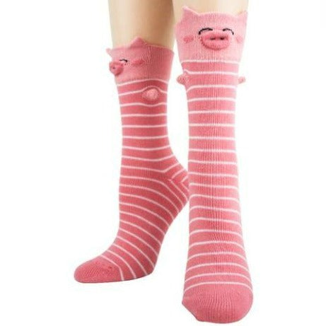 Pig 3D Women's Crew Sock Pink