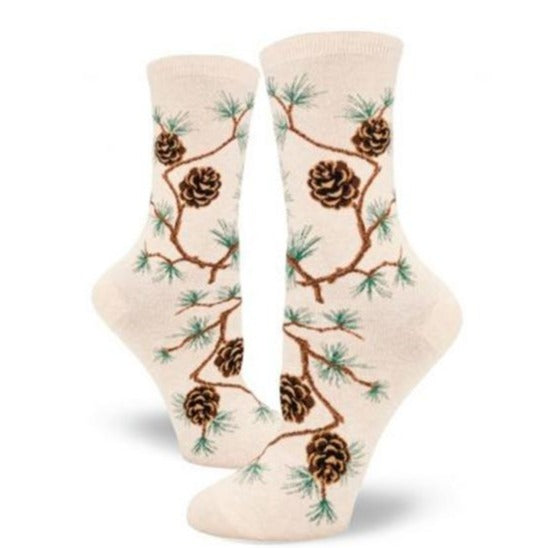 Pinecone Women's Crew Socks Cream