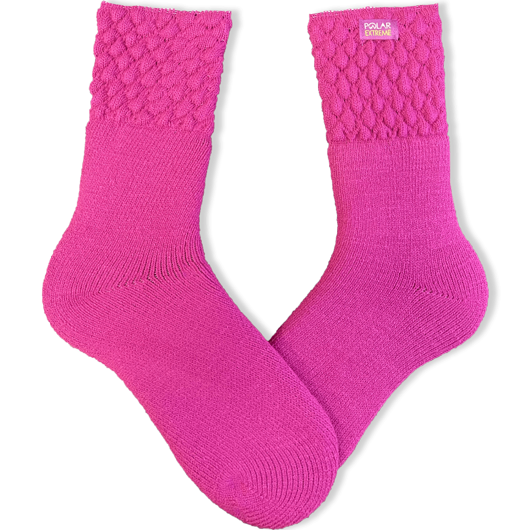 Berry Cold Weather Women&#39;s Sock with Textured Top Pink