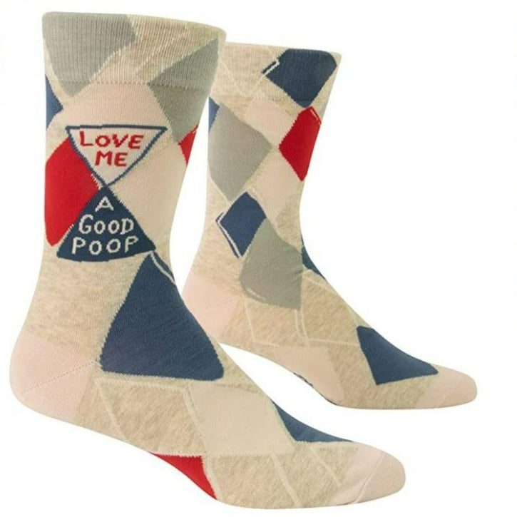Love Me A Good Poop Men's Crew Socks Blue