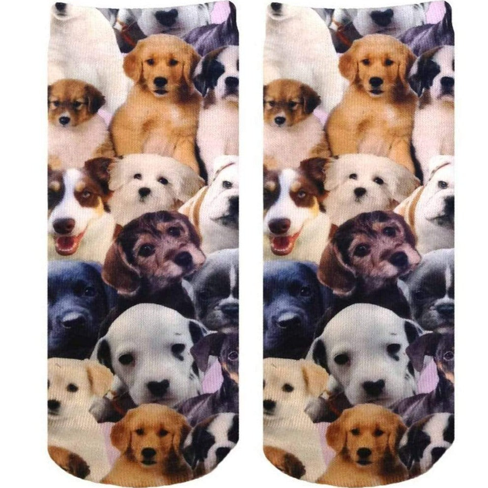 Puppy All Over Socks Ankle Sock Brown
