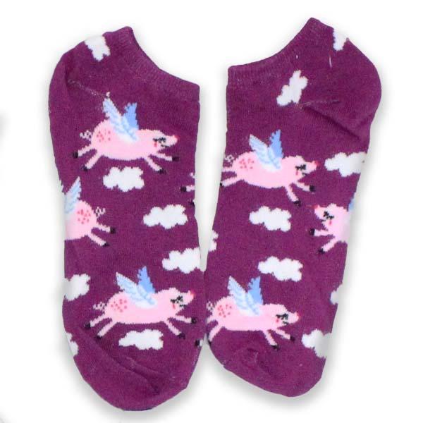 Flying Pigs Low Cut Socks Women’s No Show Sock Purple